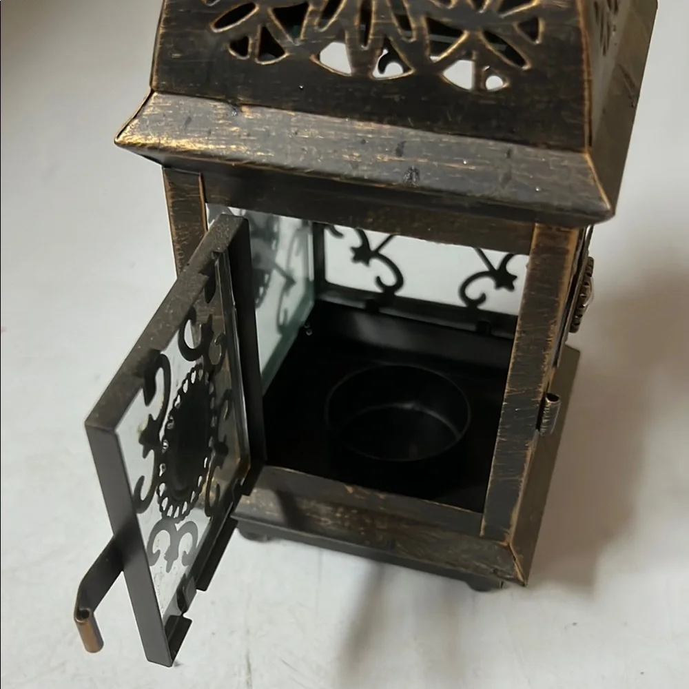 Vintage Bronze Lantern Candle Holder